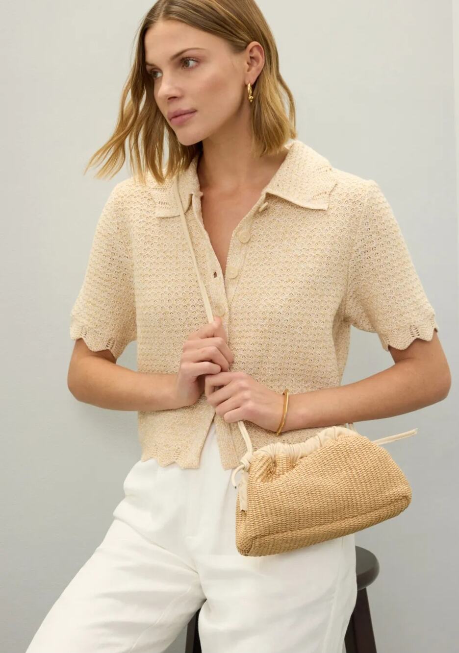 Mansur Gavriel Beige Mini Cloud Clutch Women